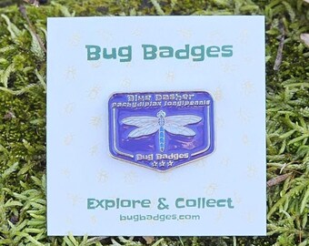 Blue Dasher Dragonfly Enamel Pin (#13 of 36) - Collectible Bug Badge + Optional Display Banner
