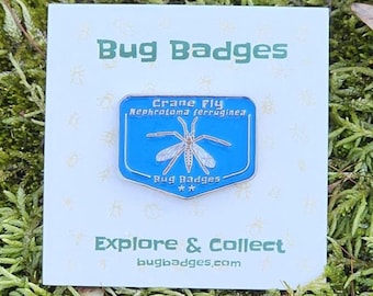 Crane Fly Enamel Pin (#30 of 36) - Collectible Bug Badge + Optional Display Banner