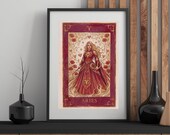 Aries Zodiac Astrology Poster Tarot Card Art (Digital Download)