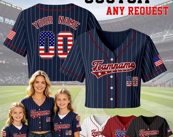 Custom American Flag Baseball Jersey, Personalized Team Name Number Patriotic