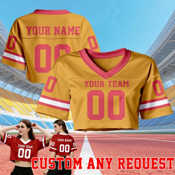 Custom Cropped Football Jersey, Personalized Name & Number Shirt, Custom Team Logo Crop Top, Women Game Day Jersey, Cheer Football Outfit
