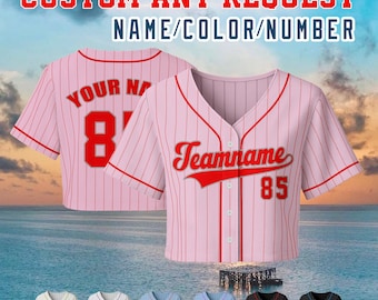 Custom Cropped Baseball Jersey, Personalized Name & Number Shirt, Custom Team Logo Crop Top, Women Game Day Jersey, Trendy Baseball Outfit