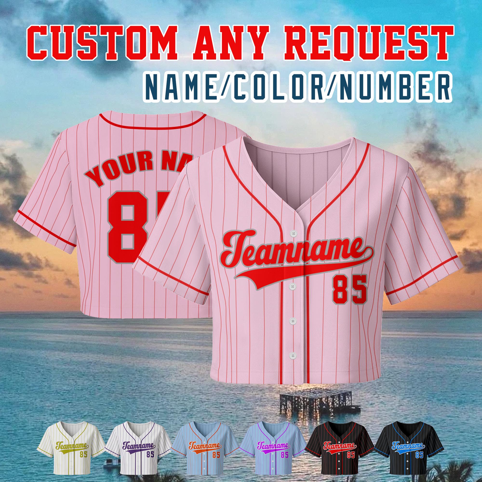 Custom Cropped Baseball Jersey, Personalized Name & Number Shirt, Custom Team Logo Crop Top, Women Game Day Jersey, Trendy Baseball Outfit