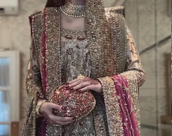 Vestido y traje de novia pakistaní / vestido largo / shalwar kameez / traje indio bordado a mano