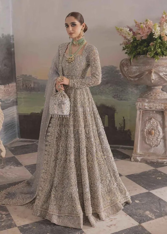 slim fit dress slacks Bridal Silver Lehenga Choli For Pakistani Bridal Wear – UY Collection