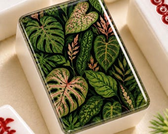 Tropical Leaf Mahjong Tiles Set, Monstera 1.4"x1.0"x0.6" American Acrylic Mahjong Tiles, 166 Pieces Palm Beach Mahjong Tiles Gift