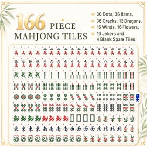 White Lotus Floral Acrylic Mahjong American Set 166 Pcs, 1.4"x1.0"x0.6" Chinoiserie Tiles Set, Luxury Mahjong Gift image 9