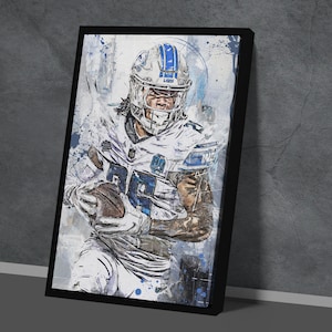 Jahmyr Gibbs Wall Art Detroit Lions Poster Football Canvas NFL Player Canvas Print Sports Home Decor R87 Christmas Gift