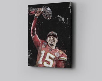 Patrick Mahomes Wall Art Kansas City Chiefs Poster Football Canvas NFL Player Canvas Print Sports Home Decor L170 Birthday Gift