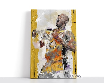 Kobe Bryant Wall Art Los Angeles Lakers Poster Basketball Canvas NBA Player Canvas Print Sports Home Decor R125 Birthday Gift