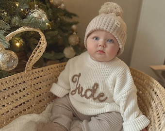 Besticktes Kinder Sweatshirt | Personalisierter Baby Name Pullover | Neugeborenen Geschenk | Geburtstagsgeschenk für Mädchen Jungen