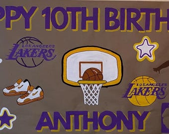 Lakers Themed Birthday Banner