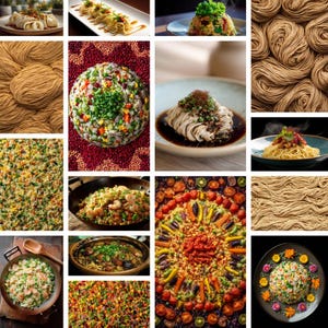 Rituales culinarios chinos: megapaquete de 315 impresiones artísticas digitales con dumplings, salteados, ollas calientes, tofu y clásicos regionales.