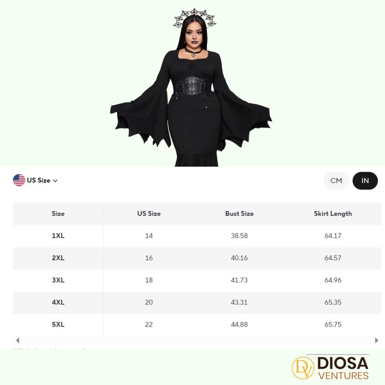 Plus Size Halloween Dress: Batwing Sleeve Witch Costume (1XL-5XL) bild 8