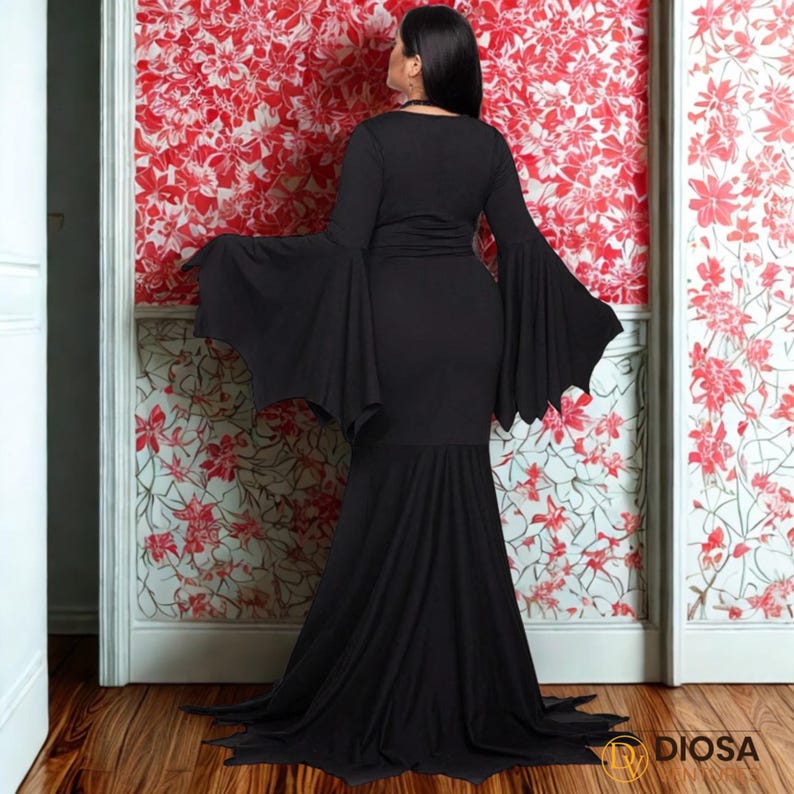 Plus Size Halloween Dress: Batwing Sleeve Witch Costume (1XL-5XL) bild 3