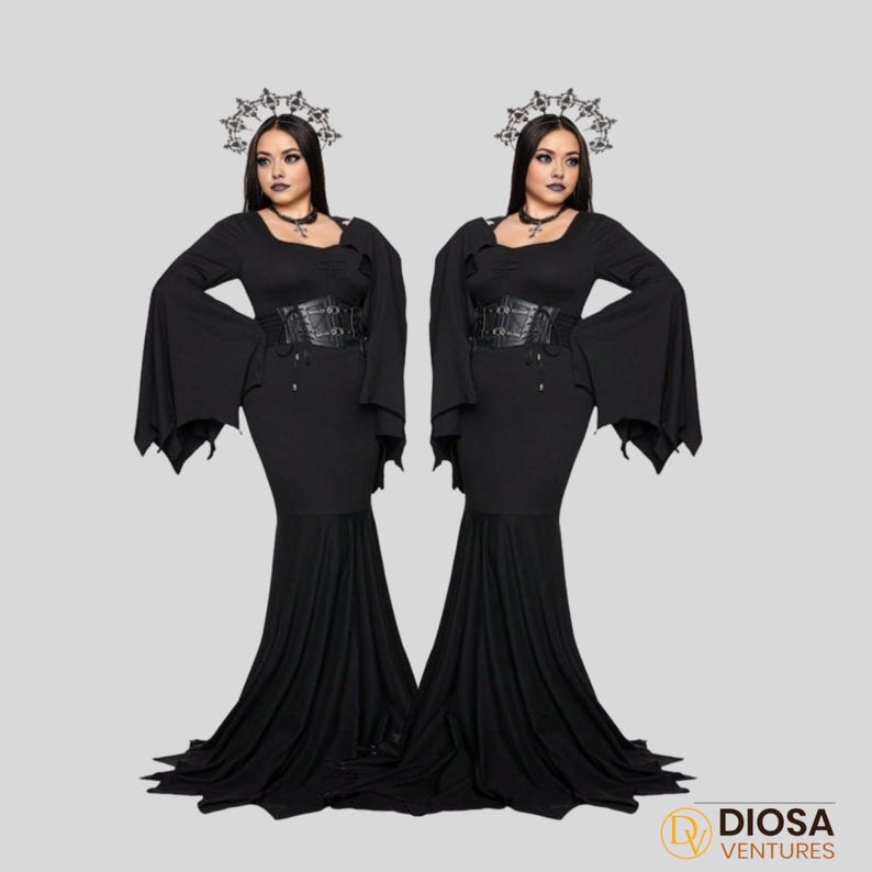 Plus Size Halloween Dress: Batwing Sleeve Witch Costume (1XL-5XL) bild 6