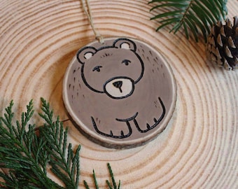 Bear wood slice ornament