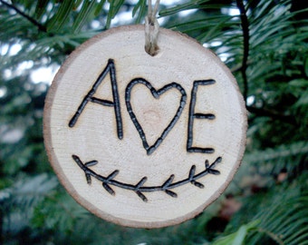 Wood slice Personalized Couples Ornament