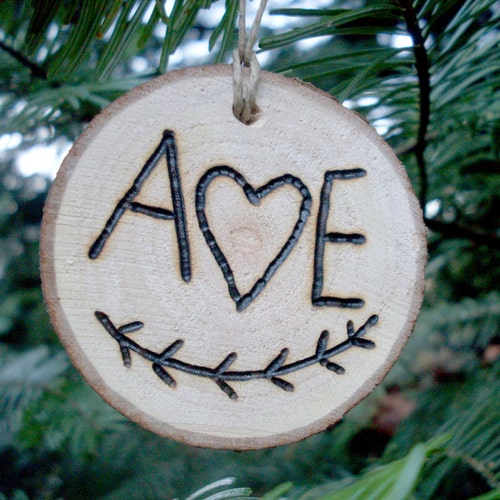 Wood Slce Chrstmas Ornament Hand Panted Gft Tags Tree Slce Tree