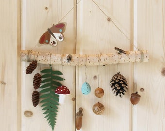 Whimsical woodland decor, nature wall decor, nature mobile, kids, nursery, unique