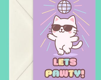 Funny Cat Birthday Card – Printable Kitty Pun, Cat Lover (Digital Download)