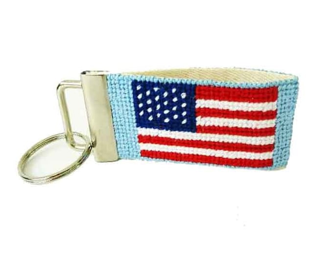 Needlepoint Kit American Flag Key Fob With Monogram Option Etsy