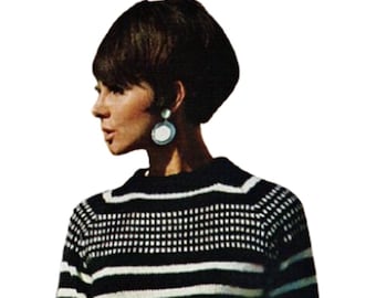 1960s Two Colour A Line Dress knitting pattern (PDF download)