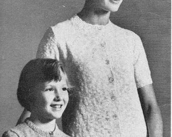 1960s Lady's and Girls Short Sleeved Cardigan knitting pattern (PDF download)
