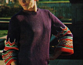 1960s A Line Dress with Wide Sleeves knitting pattern (PDF download)