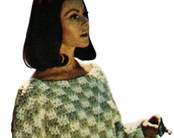 Modèle au crochet de pull en damier des années 1960 (téléchargement PDF)