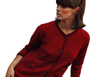 1960s Two Piece Suit knitting pattern includes larger sizes (PDF download)