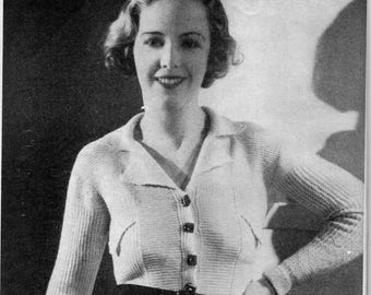1930s Ladies Dashing Cardigan pattern (PDF download)