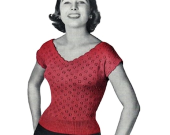 Breipatroon 'Charmaine' kapmouwtop uit de jaren 1950 (pdf-download)