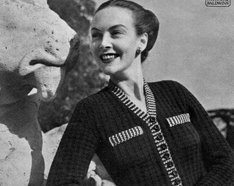 1940s  Lady's Cardigan "Gavotte" design pattern (PDF download)