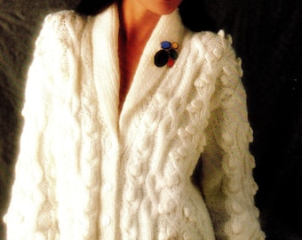 1980s Lady's Bulky Knit Jacket knitting pattern (PDF download)
