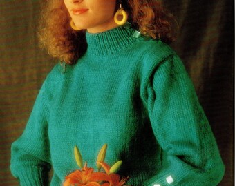 1980s Polo Neck Jumper knitting pattern, larger sizes (PDF download)