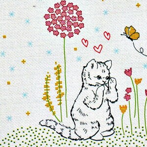 Miss Moppet kitten cross stitch pattern (PDF download)