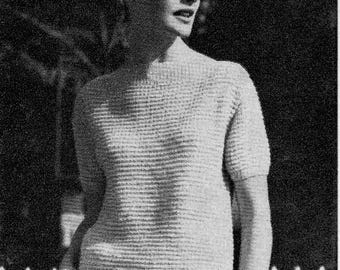 1960s Boat Neckline Short Sleeved Sweater knitting pattern (PDF download)