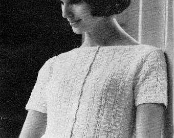 1960s Boat Neckline Short Sleeved Cardigan knitting pattern (PDF download)