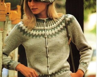 Fair Isle Cardigan and Beret knitting pattern (PDF download)