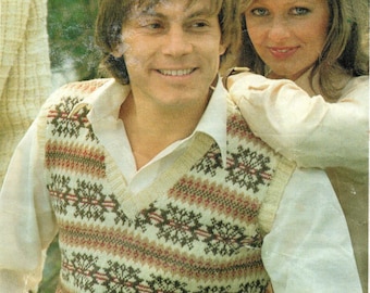 1970s Men's Fair Isle Slipover Vest knitting pattern (PDF download)