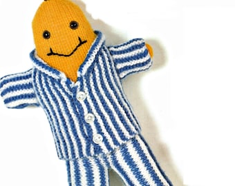 Banana in Pyjamas and Baby Teddy Bear knitted soft toy pattern (PDF download)