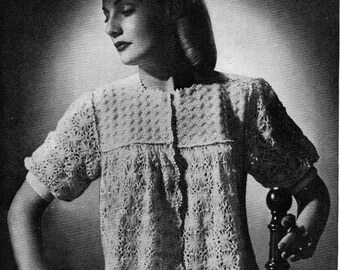1940s Daisies Bed Jacket crochet pattern "Merilyn" (PDF download)