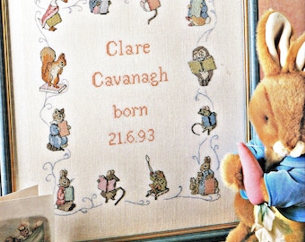 Peter Rabbit Birth Sampler Cross Stitch Patterns (PDF Download)