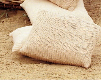 Cushion with Honeycomb Patterning and Ribbed Edging  knitting pattern (PDF download)