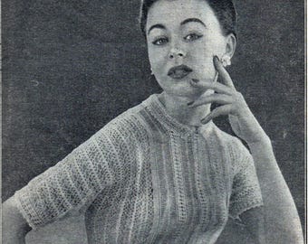 1950s Lacy Crochet Blouse with Hair-Pin Work (PDF download)