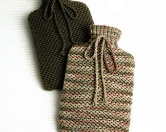 Waffle Stitch Hot Water Bottle Cover knitting pattern  (PDF download)