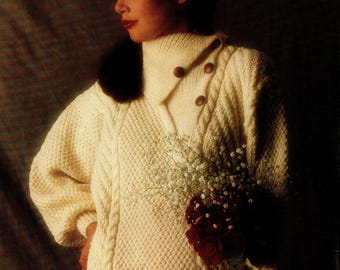 1980s Cable Knit Button Front Jumper pattern (PDF download)