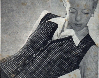 Stickmönster för damväst från 1950-talet med "Mary"-motiv (PDF-nedladdning)