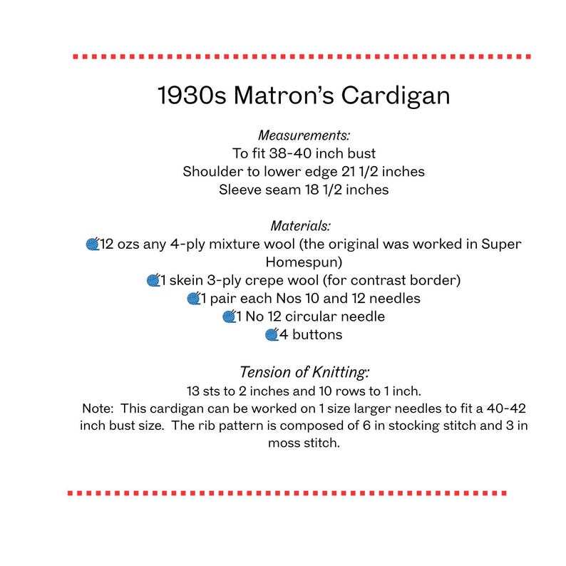 1930s Matron's Cardigan Knitting Pattern, Digital Download Only, PDF ...